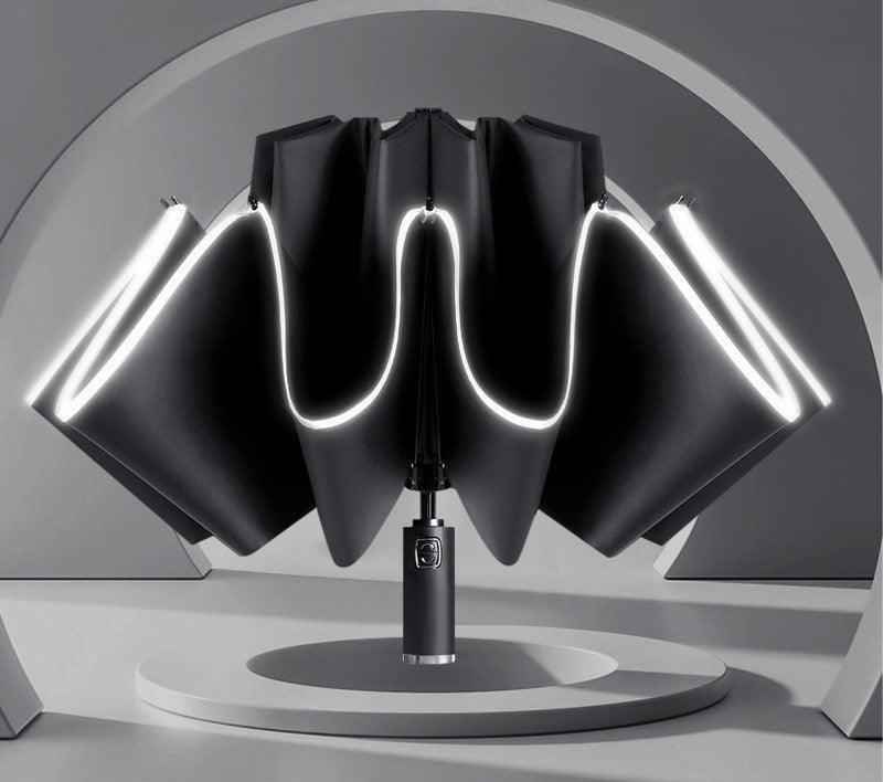 Reflective Inverted Umbrella – Windproof Auto Open/Close Travel Umbrella