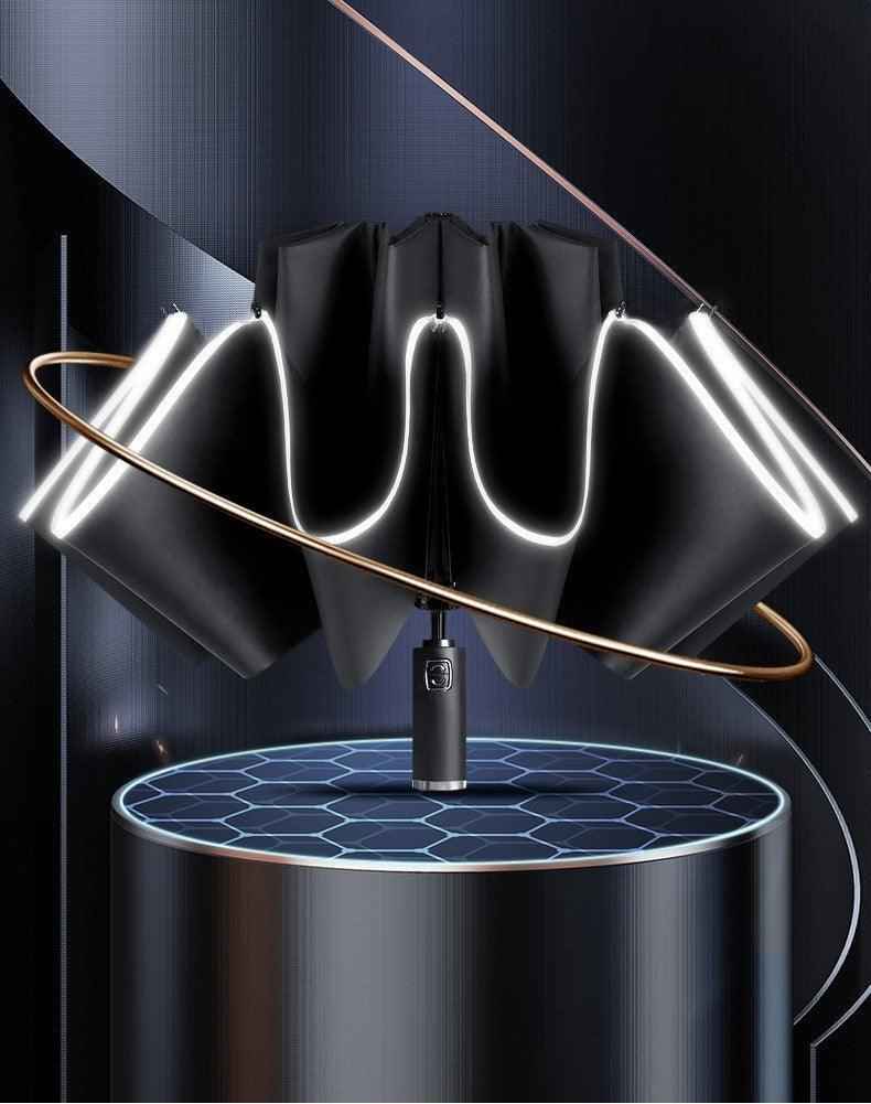 Reflective Inverted Umbrella – Windproof Auto Open/Close Travel Umbrella