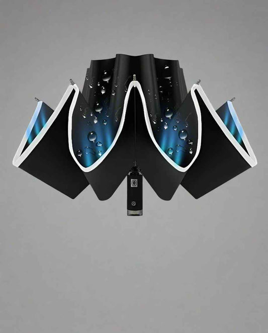 Reflective Inverted Umbrella – Windproof Auto Open/Close Travel Umbrella