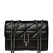 Black quilted leather crossbody bag with metal chain strap and silver hardware, luxury purse