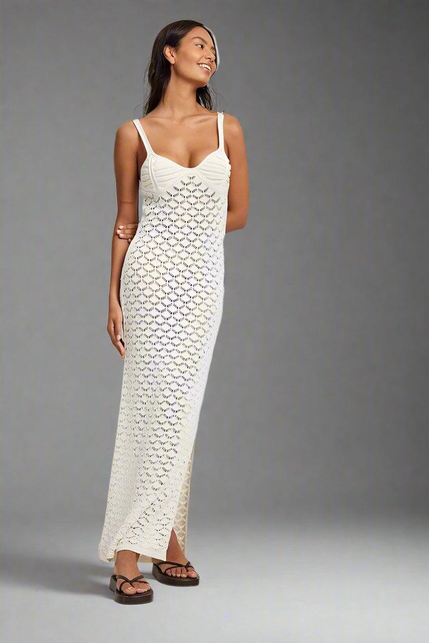Bonnie Sheer Panel Side-Slit Maxi Dress with Elegant Flow - Rebooters -Women's Dresses