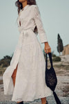 Lyra Petal Embroidery Dress with Flattering Tie Waist - Rebooters -Women's Dresses