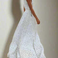 Mila Polka Dot V-Neck Maxi Dress with Flowing Silhouette - Rebooters -Women's Dresses