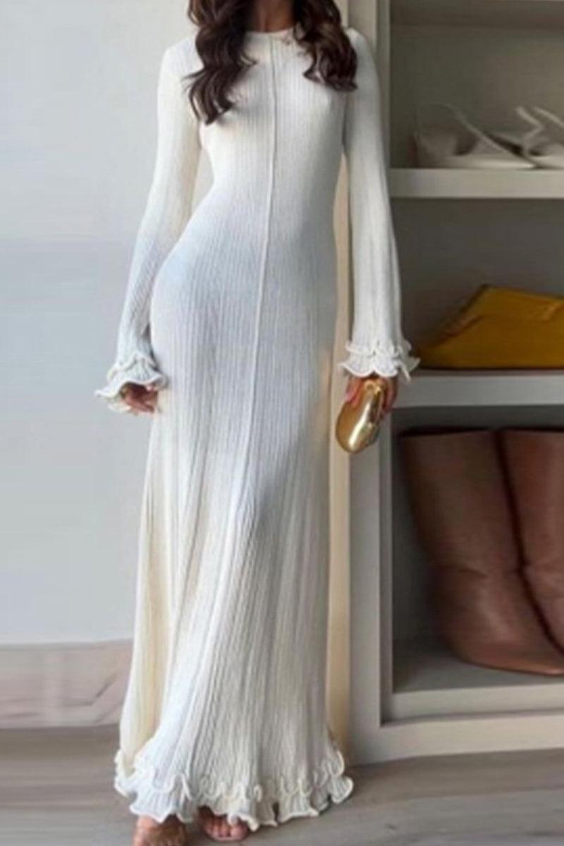 Lola Elegant Solid Rib-Knit Maxi Dress with Sleek Silhouette for Chic Style - Rebooters -Women's Dresses