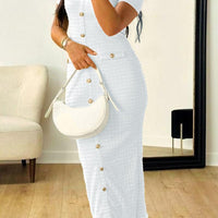 Clarissa Soft Button-Front Midi Dress for Sophisticated Style Rebooters Maxi Women's Dresses