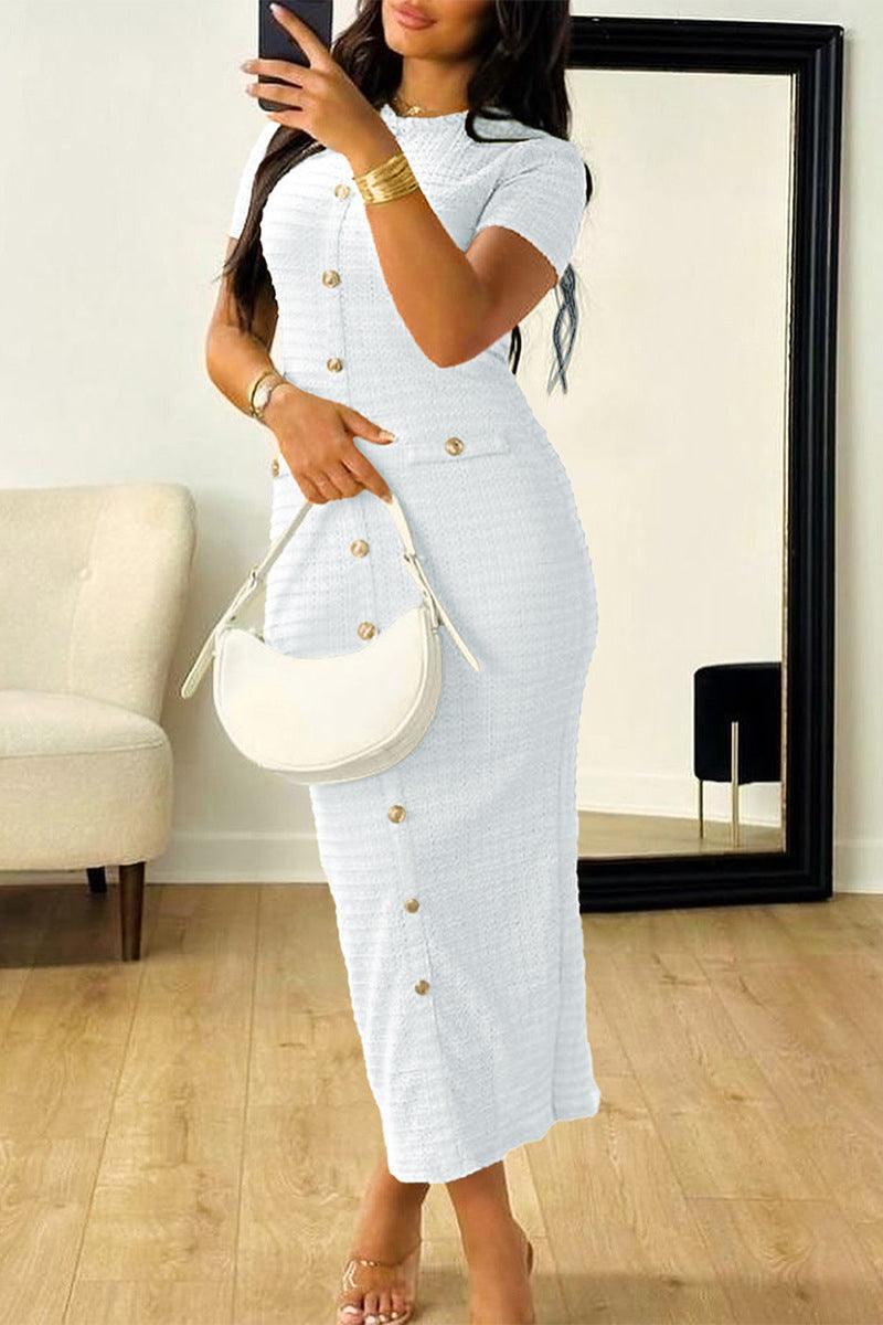 Clarissa Soft Button-Front Midi Dress for Sophisticated Style Rebooters Maxi Women's Dresses