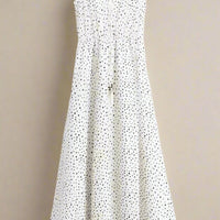 Mila Polka Dot V-Neck Maxi Dress with Flowing Silhouette - Rebooters -Women's Dresses