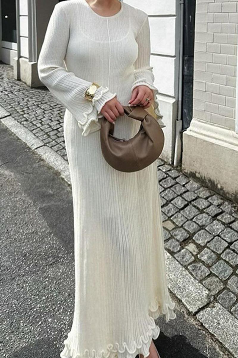 Lola Elegant Solid Rib-Knit Maxi Dress with Sleek Silhouette for Chic Style - Rebooters -Women's Dresses