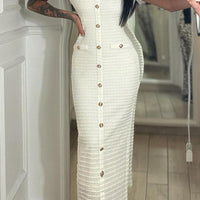 Clarissa Soft Button-Front Midi Dress for Sophisticated Style Rebooters Maxi Women's Dresses