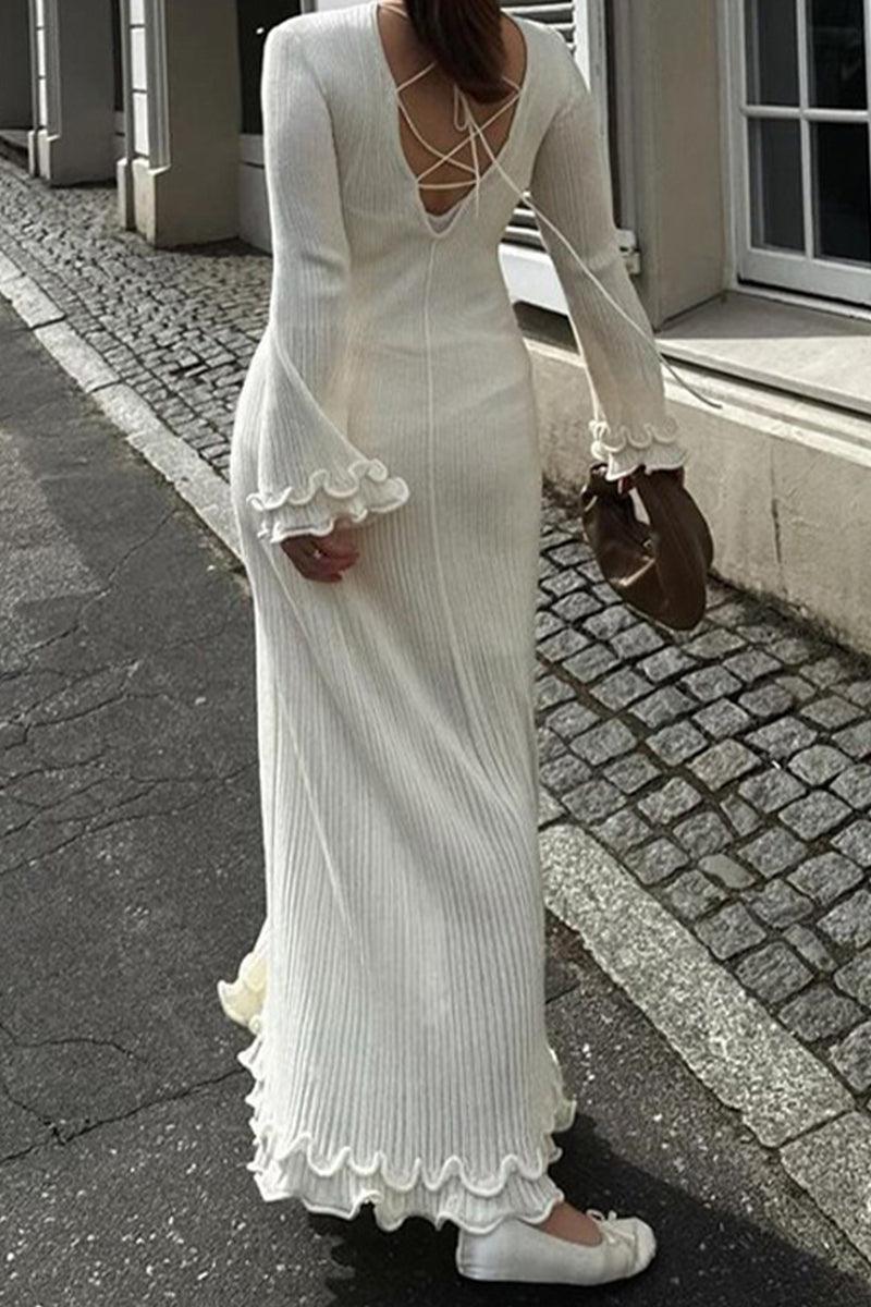 Lola Elegant Solid Rib-Knit Maxi Dress with Sleek Silhouette for Chic Style - Rebooters -Women's Dresses