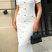 Clarissa Soft Button-Front Midi Dress for Sophisticated Style Rebooters Maxi Women's Dresses
