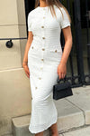 Clarissa Soft Button-Front Midi Dress for Sophisticated Style Rebooters Maxi Women's Dresses