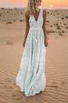 Mila Polka Dot V-Neck Maxi Dress with Flowing Silhouette - Rebooters -Women's Dresses