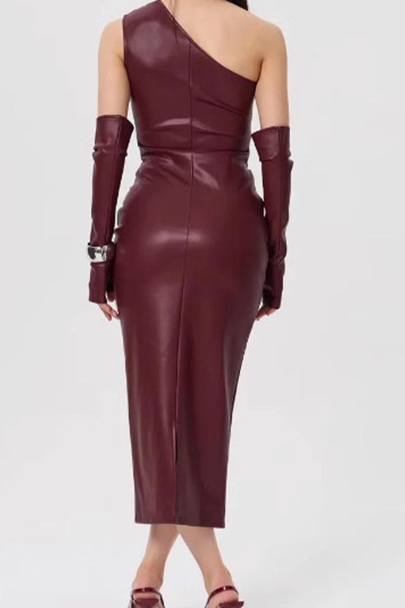 Sleek Cynthia Rou Edge One-Shoulder Midi Dress for Statement Style - Rebooters -Women's Dresses