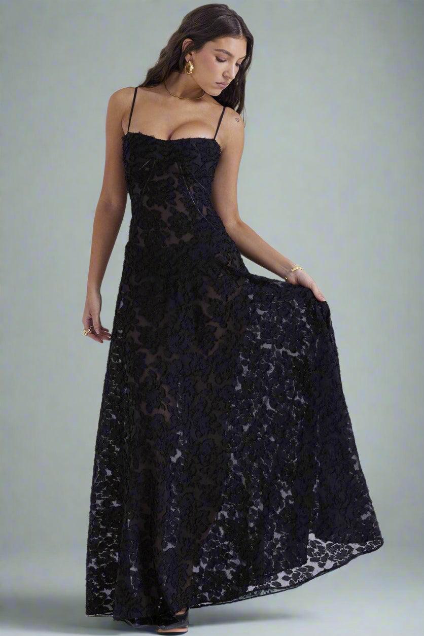 Maya Maxi Dress with Intricate Floral Embroidery and Flowing Silhouette for Elegant Style - Rebooters -Women's Dresses