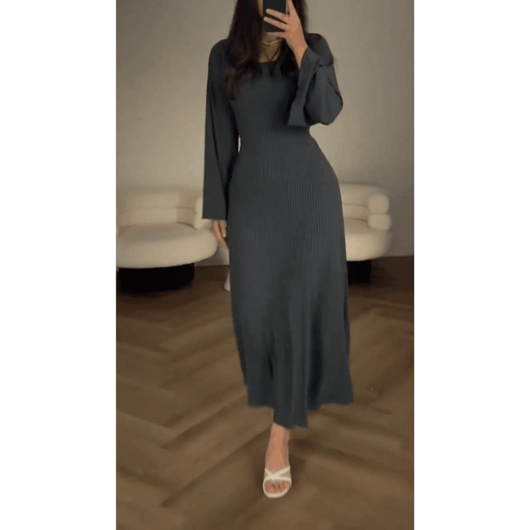 Kairi Women's Knit Maxi Dress with Flared Hem - Rebooters -Women's Dresses
