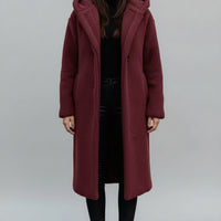 Women's Autumn Winter Woolen Long Coat for Cozy Style Red - Rebooters
