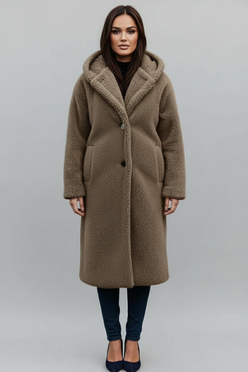 Women's Autumn Winter Woolen Long Coat for Cozy Style Khaki - Rebooters