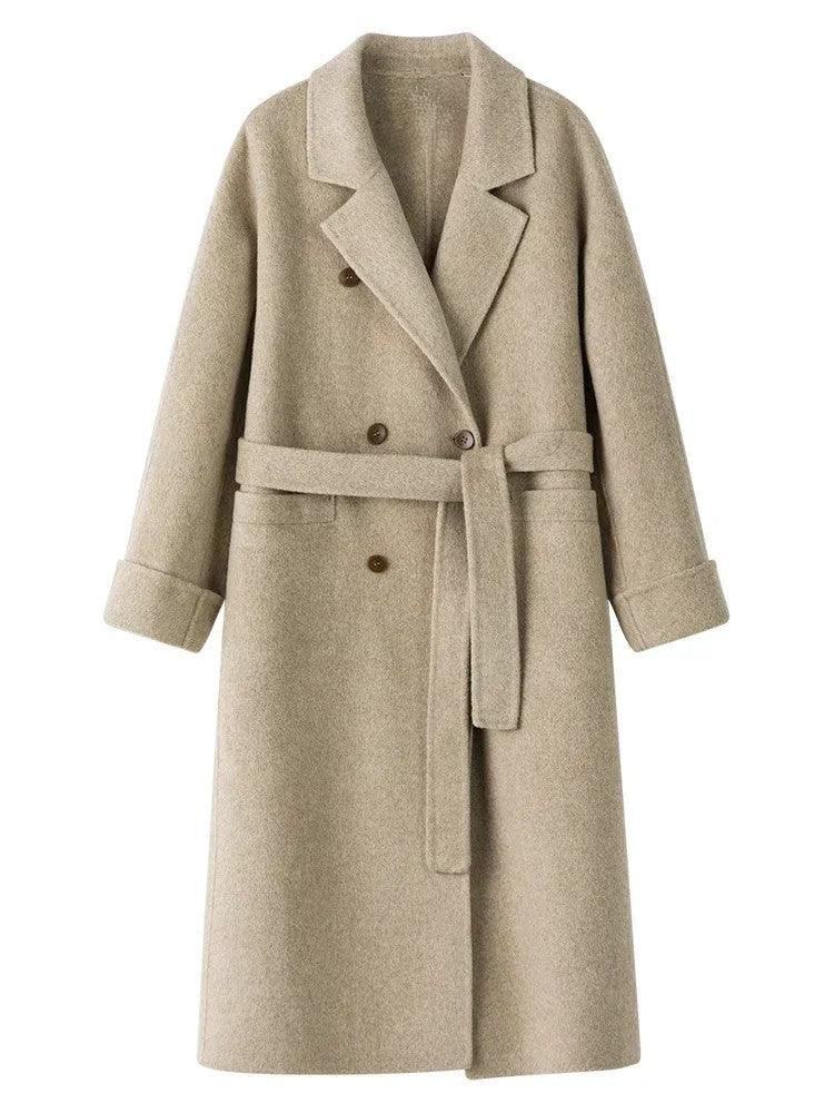Women's Long Double Breasted Wool Coat for Stylish Warmth - Rebooters