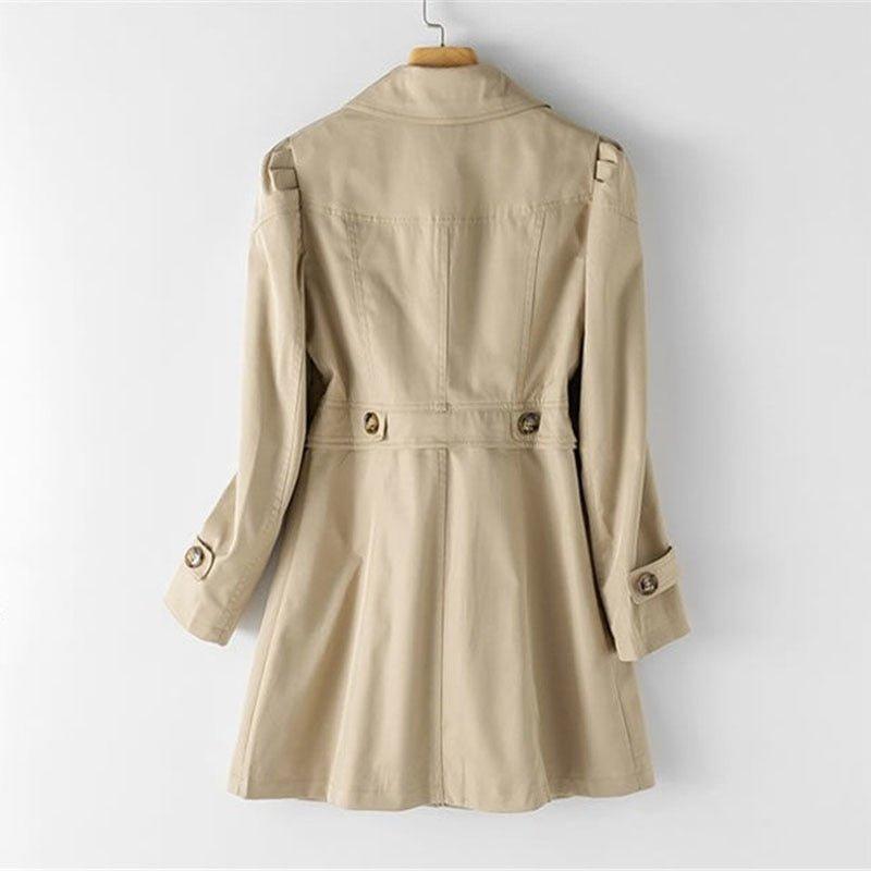 Women's Modern Cut-Out Trench Coat: Chic High Collar & Button Design! - Rebooters