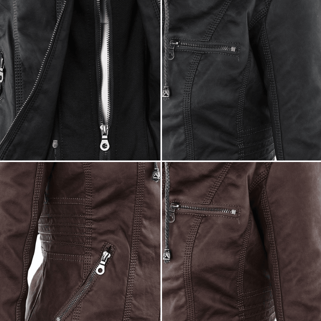 Women's Stylish Hooded Leather Jacket | Rebooters