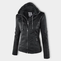 Women's Stylish Hooded Leather Jacket Double Lining Fashion - Rebooters