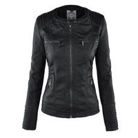 Women's Stylish Hooded Leather Jacket Double Lining Fashion - Rebooters