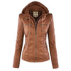 Women's Stylish Hooded Leather Jacket Double Lining - Rebooters