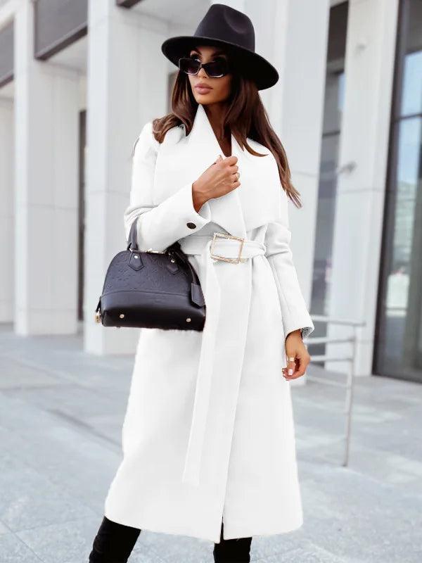 Women's V-Neck Wool Blend Coat for Autumn/Winter Style - Rebooters