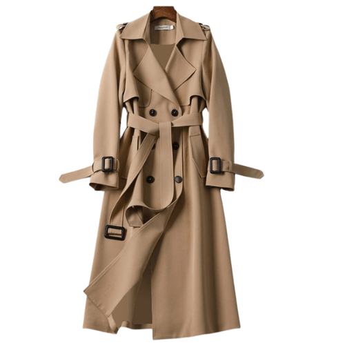 Womens Autumn Trench Coat with Double-Breasted Design - Rebooters