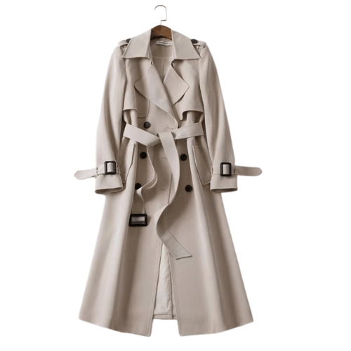 Womens Autumn Trench Coat with Double-Breasted Design - Rebooters