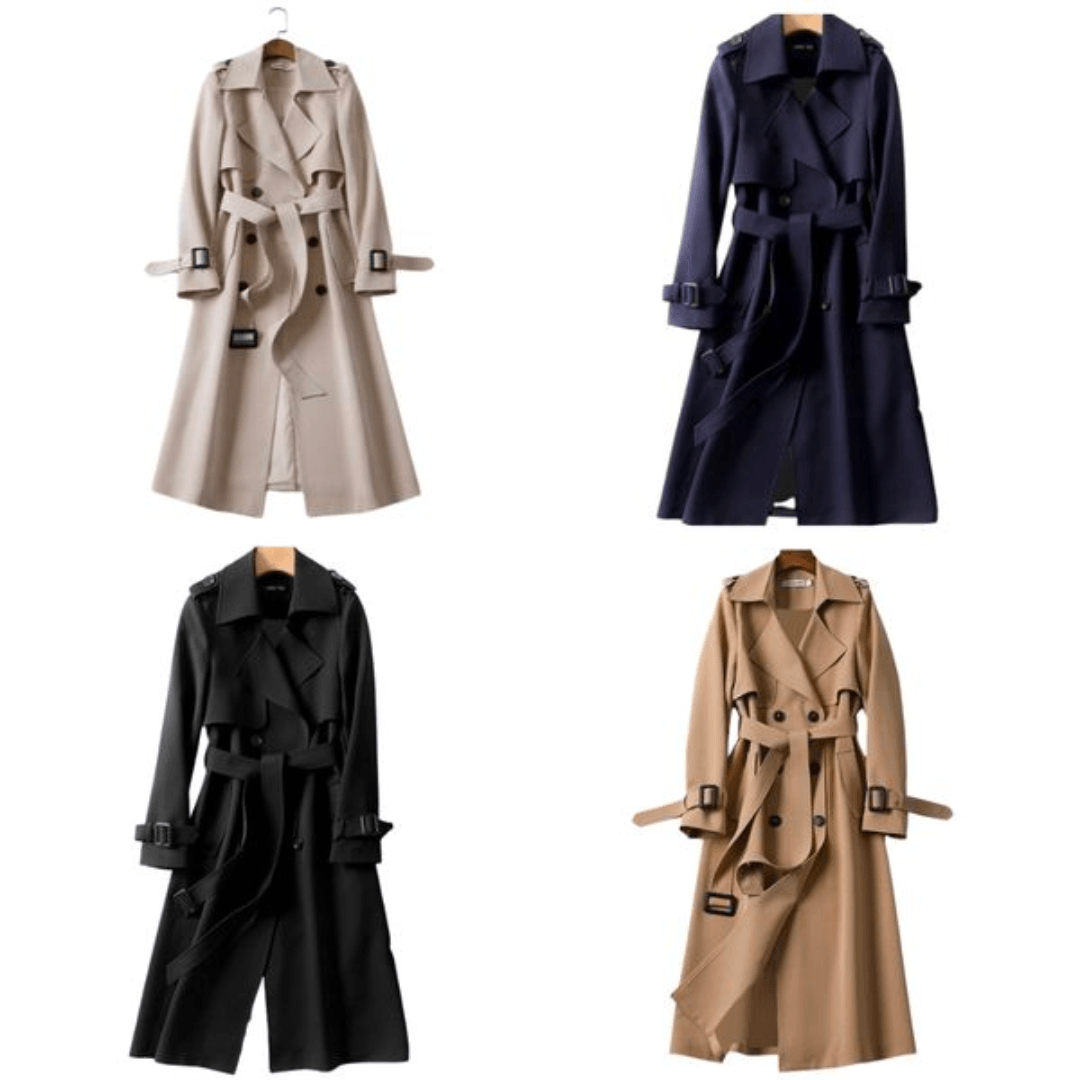 Womens Autumn Trench Coat with Double-Breasted Design - Rebooters