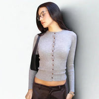 Womens Chic Fitted Pink Ribbed Cardigan for Effortless Style - Rebooters