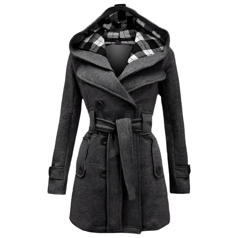 Womens Chic Hooded Peacoat for Stylish Warmth and Comfort - Rebooters