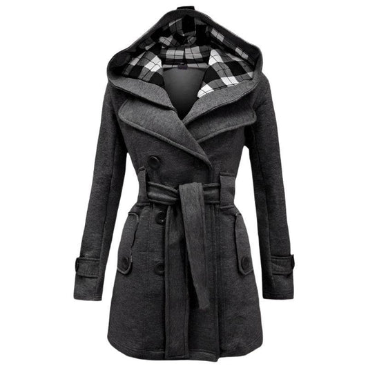 Womens Chic Hooded Peacoat for Stylish Warmth and Comfort - Rebooters