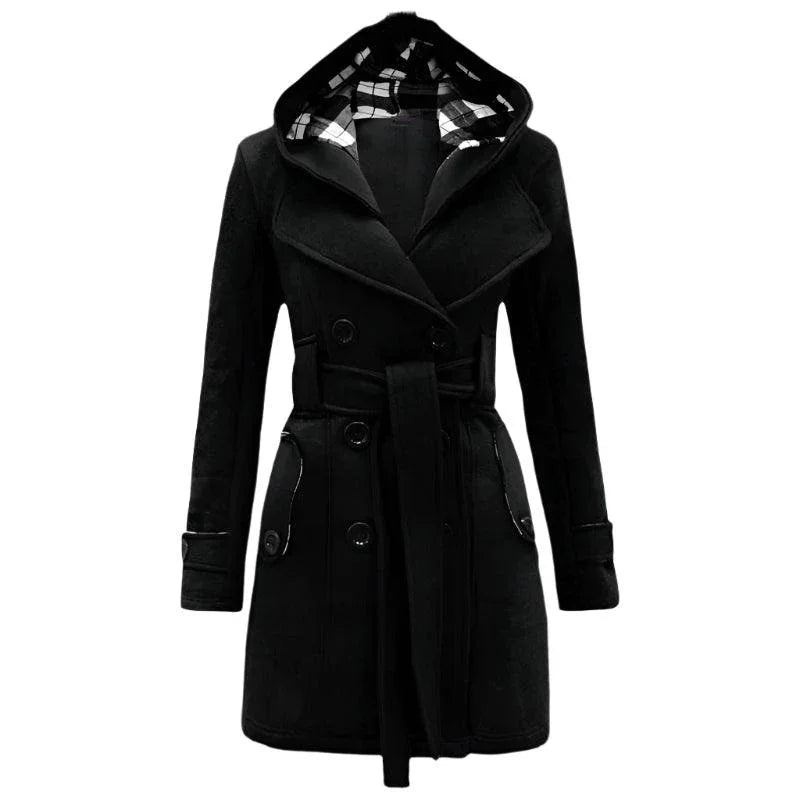 Womens Chic Hooded Peacoat for Stylish Warmth and Comfort - Rebooters