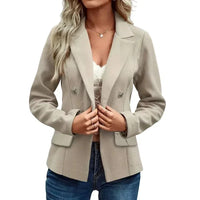 Womens Chic Tailored Double-Breasted Blazer Elegance - Rebooters