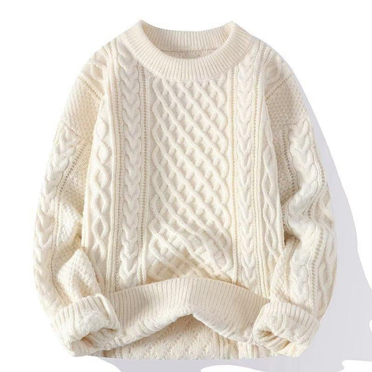 Womens Cozy Cable Knit Crew Neck Sweater for Chilly Days - Rebooters