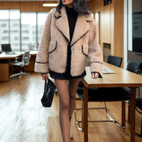 Womens Cozy Luxe Textured Teddy Jacket for Stylish Warmth - Rebooters