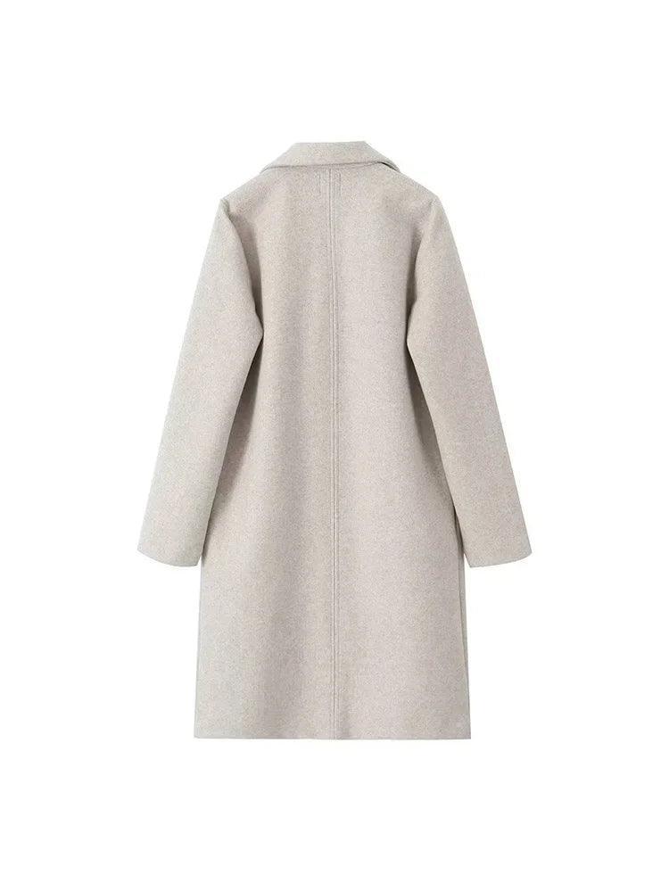 Womens Cozy Wool Blend Long Coat for Autumn and Winter - Rebooters