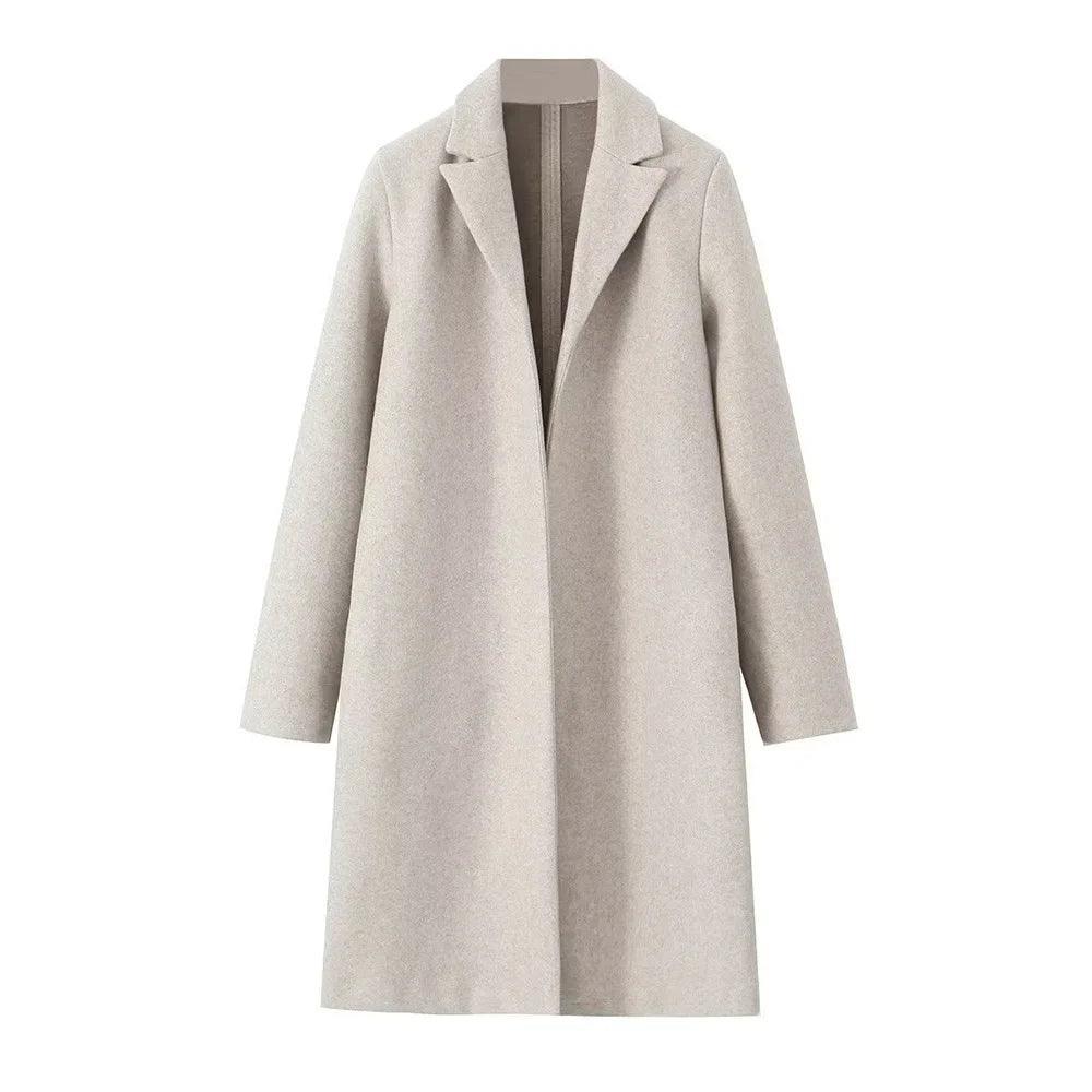 Womens Cozy Wool Blend Long Coat for Autumn and Winter - Rebooters