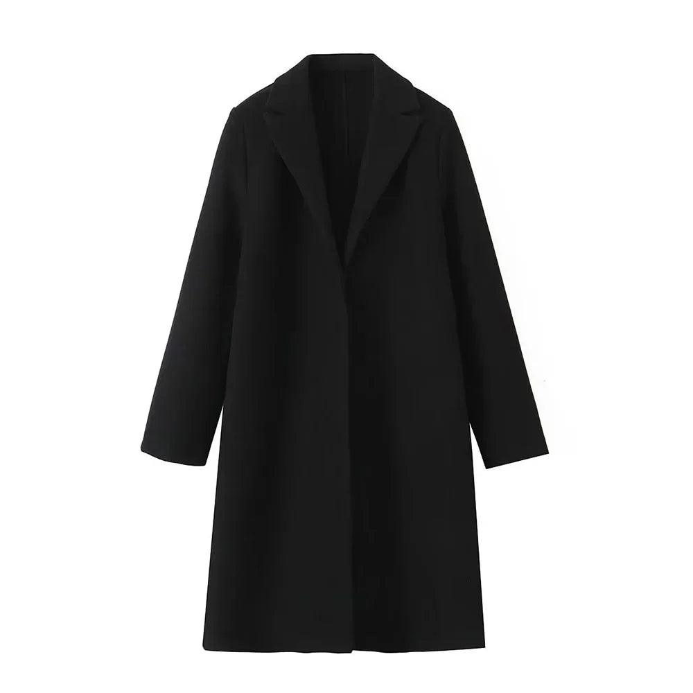 Womens Cozy Wool Blend Long Coat for Autumn and Winter - Rebooters