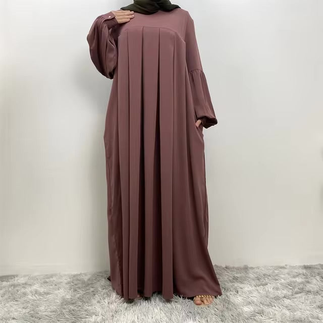 Womens Elegant Pleated Abaya Gown for Modern Style - Rebooters