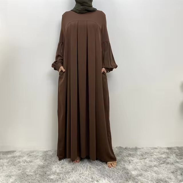 Womens Elegant Pleated Abaya Gown for Modern Style - Rebooters