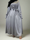 Womens Elegant Satin Abaya with Graceful Flowing Sleeves - Rebooters