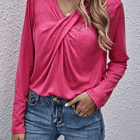 Women's Long Sleeve Top With Casual V-Neckline Style Rebooters Womens Shirts