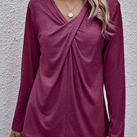 Women's Long Sleeve Top With Casual V-Neckline Style Rebooters Womens Shirts