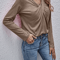 Women's Long Sleeve Top With Casual V-Neckline Style Rebooters Womens Shirts