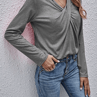 Women's Long Sleeve Top With Casual V-Neckline Style Rebooters Womens Shirts