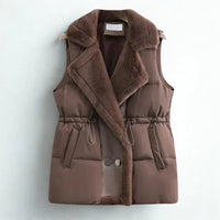 Womens Luxurious Fur-Collared Puffer Vest for Ultimate Warmth - Rebooters